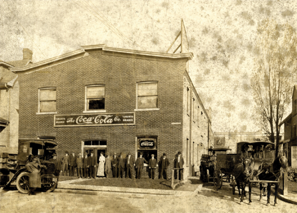 Sepia-tone photo of Coca-Cola's first bottling plant in Toronto